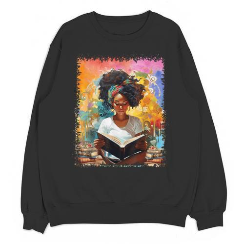 Educated Afro Girl Reading Book Lover History Month Unisex Sweatshirt - Bookorys