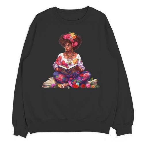 Educated Melanin Queen Afro Women Reading Book History Unisex Sweatshirt - Bookorys CA