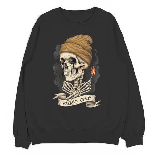 Elder Emo Skeleton Beanie Nostalgia Scene Aesthetic Unisex Sweatshirt - Figerry