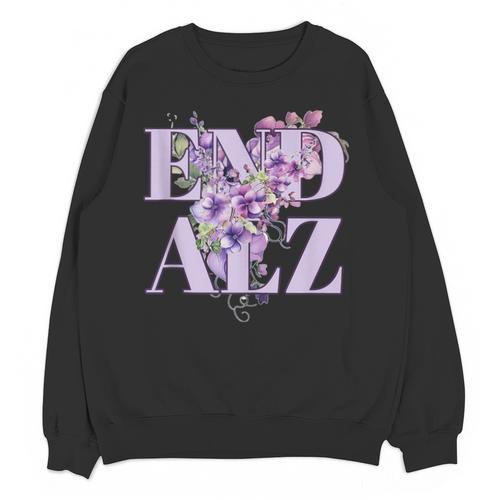 End ALZ Floral Dementia Memory Loss Alzheimer Awareness Unisex Sweatshirt - Easessy