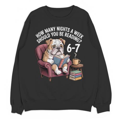 English Bulldog Dog Reading Book 67 Six Seven Meme Unisex Sweatshirt - Bookorys