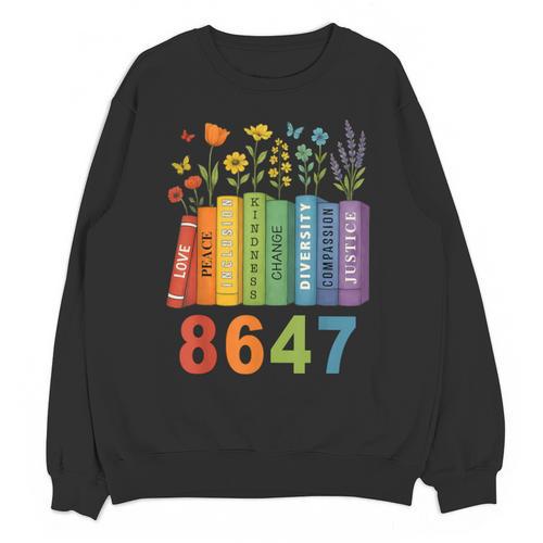 Equal Rights Book Flower Resist 86 47 Feminist Women Rights Unisex Sweatshirt - Bookorys AU