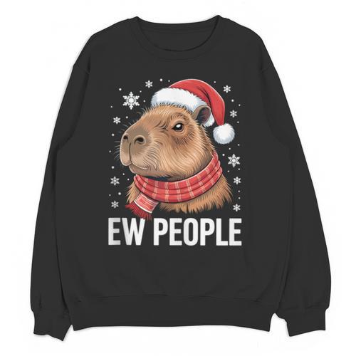 Ew People Capybara Christmas Introvert Holiday Humor Unisex Sweatshirt - Raresse