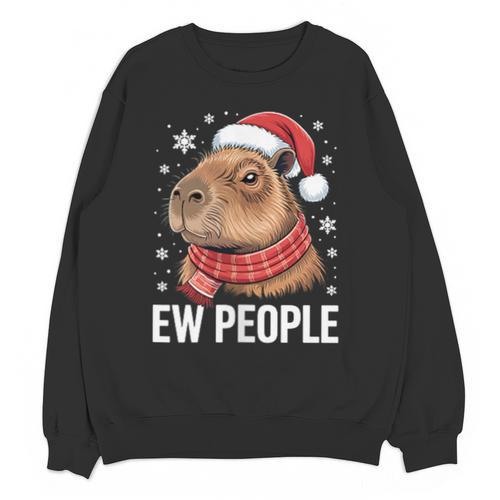 Ew People Capybara Christmas Introvert Holiday Humor Unisex Sweatshirt - Raresse