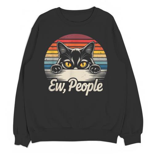 Ew People Retro Cat Vintage Anti Social Introvert Unisex Sweatshirt - Raresse