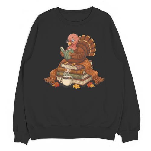 Fall Book Vintage Turkey Thanksgiving Reading Book Lovers Unisex Sweatshirt - Bookorys CA