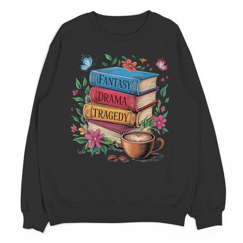 Fantasy Drama Tragedy Books Subtle Reader Librarian Flower Unisex Sweatshirt - Bookorys UK