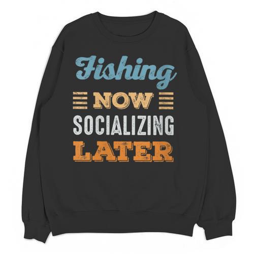 Fishing Now Minimal Socializing Introvert Vintage Unisex Sweatshirt - Raresse