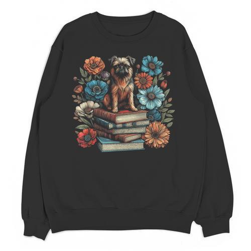 Flower Book Reader Brussels Griffon Floral Cottagecore Unisex Sweatshirt - Bookorys UK