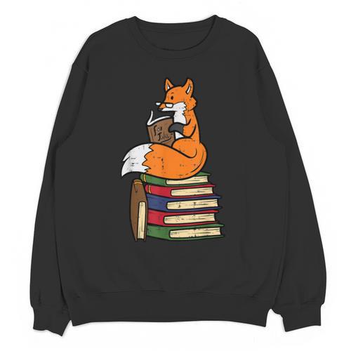 Fox Books Read Reading Librarian America Men Women Kids Unisex Sweatshirt - Bookorys CA