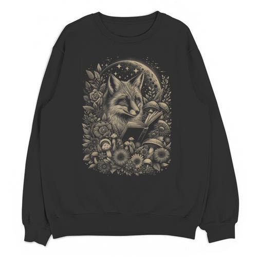 Fox Floral Cute Book Lover Cottagecore Fairycore Aesthetic Unisex Sweatshirt - Bookorys AU