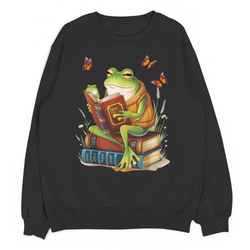 Frog & Toad Fishing Vintage Classic Book Frog Reading Book Unisex Sweatshirt - Bookorys