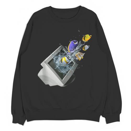 Frutiger Aero Aesthetic Tech Computer Aquarium Fishes Unisex Sweatshirt - Figerry