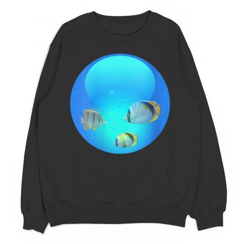 Frutiger Aero Aesthetic Tech Orb Fishes Unisex Sweatshirt - Figerry