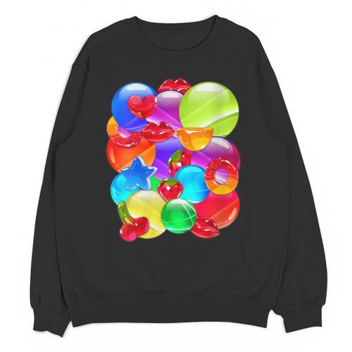 Frutiger Aero Aesthetic Tech Orb Pattern Heart Cherry Lips Unisex Sweatshirt - Figerry