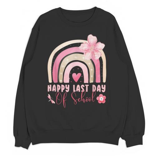 Fun Happy Last Day Of School Girl Student Graduation Rainbow Unisex Sweatshirt - Best Gift Smart