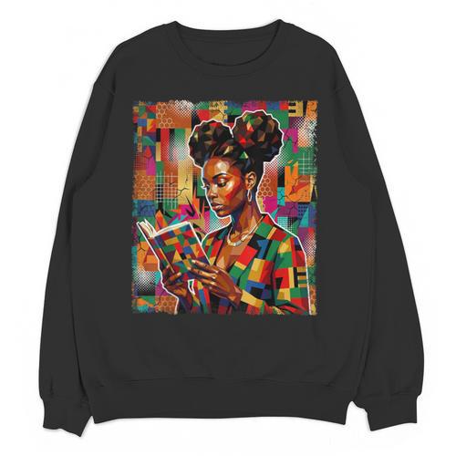 Geometric History Educated Women Reading Book Melanin Unisex Sweatshirt - Bookorys