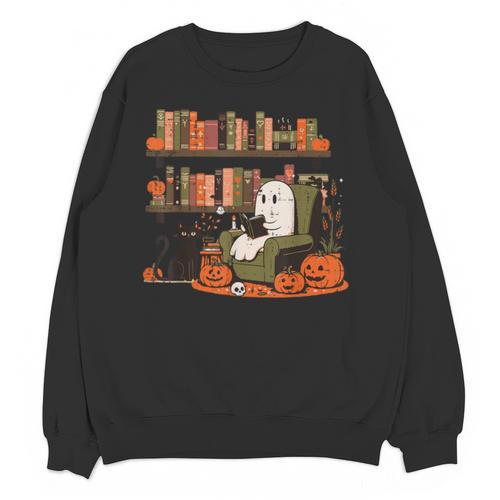 Ghost Library Reading Books Halloween Men Women Kids Unisex Sweatshirt - Bookorys AU