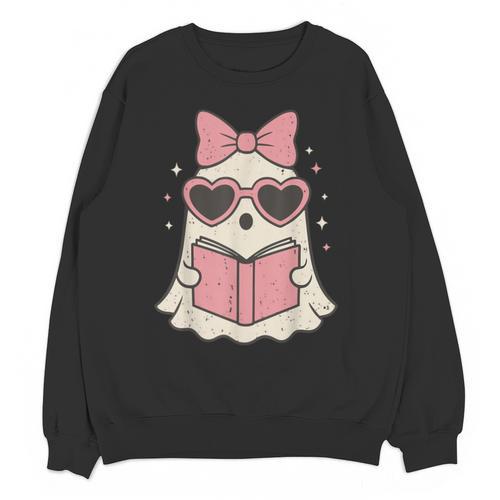 Ghost Reading Book Halloween Cat Lover Unisex Sweatshirt - Bookorys AU