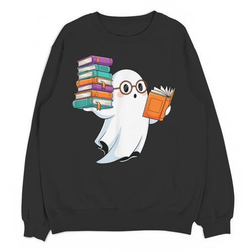 Ghost Reading Books Halloween Library Unisex Sweatshirt - Bookorys AU