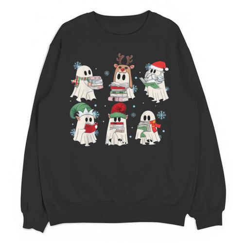 Ghost Santa Elf Squad Read Books Bookish Librarian Christmas Unisex Sweatshirt - Bookorys CA