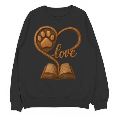 Girl Who Loves Dogs & Books Heart Dog Lover Reader Reeding Unisex Sweatshirt - Bookorys AU