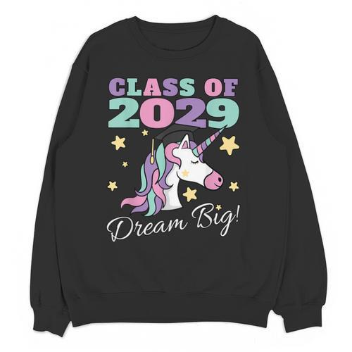Girls Class Of 2029 Magical Unicorn Graduation Cap Unisex Sweatshirt - Best Gift Smart