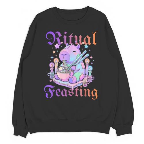 Goth Capybara Ramen Ritual Feasting Soft Introvert Art Unisex Sweatshirt - Raresse