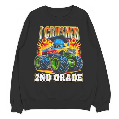 Graduation 2nd Grade Monster Truck Boys I Crushed Grad Unisex Sweatshirt - Best Gift Smart