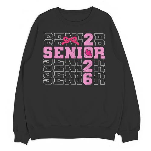 Graduation Class Of 2026 Senior 2026 Pink Bow Coquette Unisex Sweatshirt - Best Gift Smart