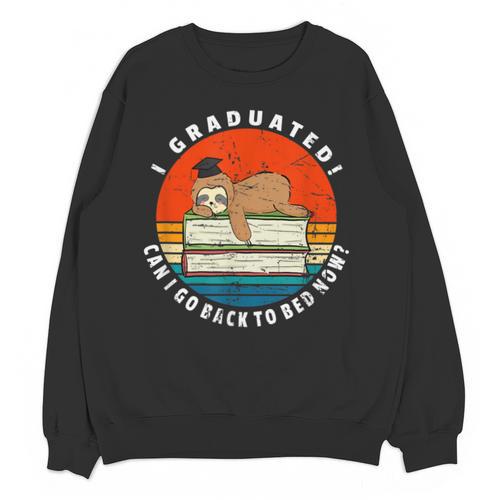 Graduation Sloth Can I Go Back To Bed Now Vintage Unisex Sweatshirt - Best Gift Smart