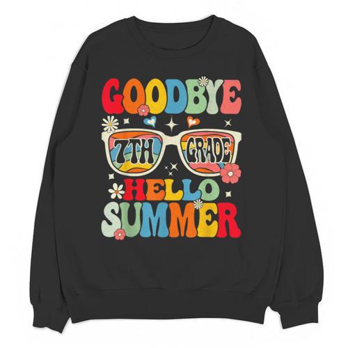 Groovy Goodbye 7th Grade Graduation Hello Summer Kids Unisex Sweatshirt - Best Gift Smart