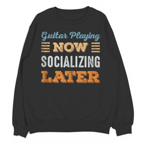 Guitar Playing Now Minimal Socializing Introvert Vintage Unisex Sweatshirt - Raresse