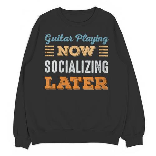 Guitar Playing Now Minimal Socializing Introvert Vintage Unisex Sweatshirt - Raresse