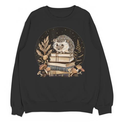 Hedgehog With Books Reading Cottagecore Aesthetics Unisex Sweatshirt - Bookorys UK