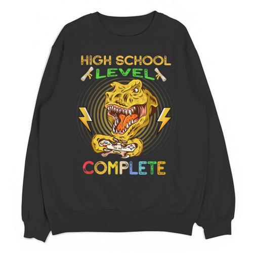 High School Level Complete Gamer Graduation Dinosaur 2021 Unisex Sweatshirt - Best Gift Smart