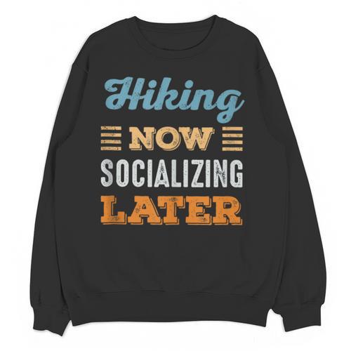 Hiking Now Minimal Socializing Introvert Vintage Unisex Sweatshirt - Raresse