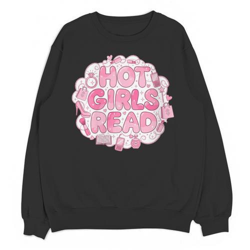 Hot Girls Read Pink Aesthetic Book Lover Reading Unisex Sweatshirt - Bookorys UK