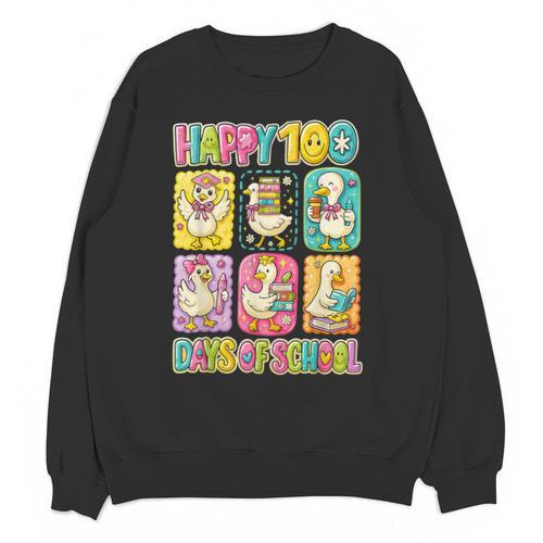 HUGvyn Happy 100 Days Of School Teacher Goose Preppy Books Unisex Sweatshirt - Bookorys