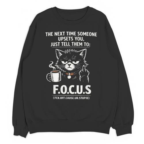 Introvert Cat Coffee Sarcastic Dark Humor Focus Meme Graphic Unisex Sweatshirt - Raresse