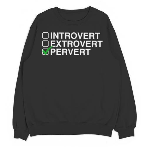 Introvert Extrovert Pervert Dark Humor Novelty Meme Unisex Sweatshirt - Raresse