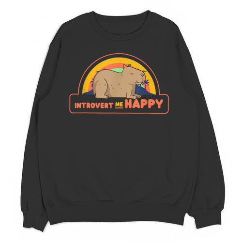Introvert Me Happy Retro Sunset Capybara Tee Unisex Sweatshirt - Raresse