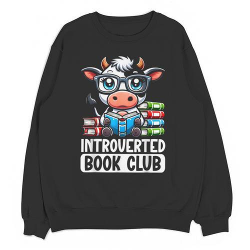 Introverted Book Club Reading Lover Cow Unisex Sweatshirt - Bookorys DE