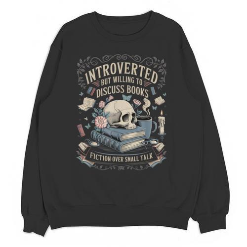 Introverted But Willing To Discuss Books Club Cozy Aesthetic Unisex Sweatshirt - Bookorys DE