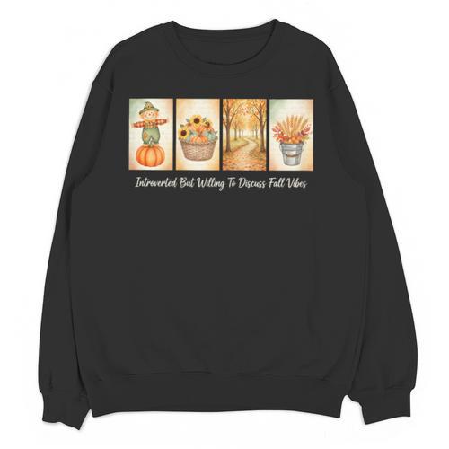 Introverted But Willing To Discuss Fall Vibes Autumn Pumpkin Unisex Sweatshirt - Raresse