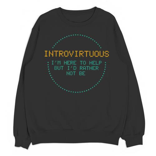 Introvirtuous Retro Pixel Funny Introvert Quote Unisex Sweatshirt - Raresse