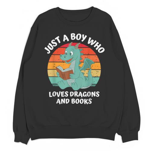 Just A Boy Who Loves Dragons And Books Kids Toddler Baby 5T Unisex Sweatshirt - Bookorys AU