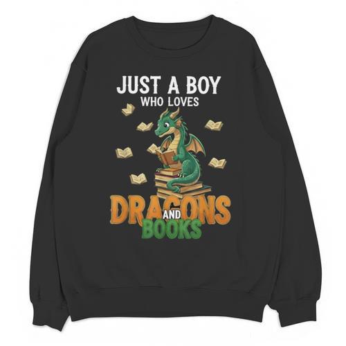 Just a Boy Who Loves Dragons And Books Reading Dragon Unisex Sweatshirt - Bookorys CA