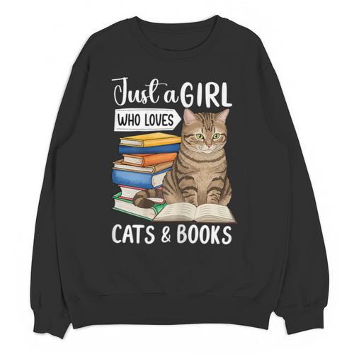 Just a Girl Who Loves Cats And Books Unisex Sweatshirt - Bookorys