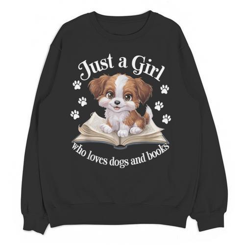 Just a Girl Who Loves Dogs And Books Cute Dog Unisex Sweatshirt - Bookorys DE